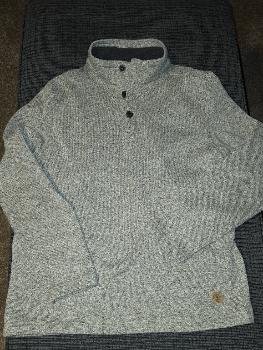 G.H. Bass Men's Heather Gray Tan Button-Neck Sweater Pullover, Size Large